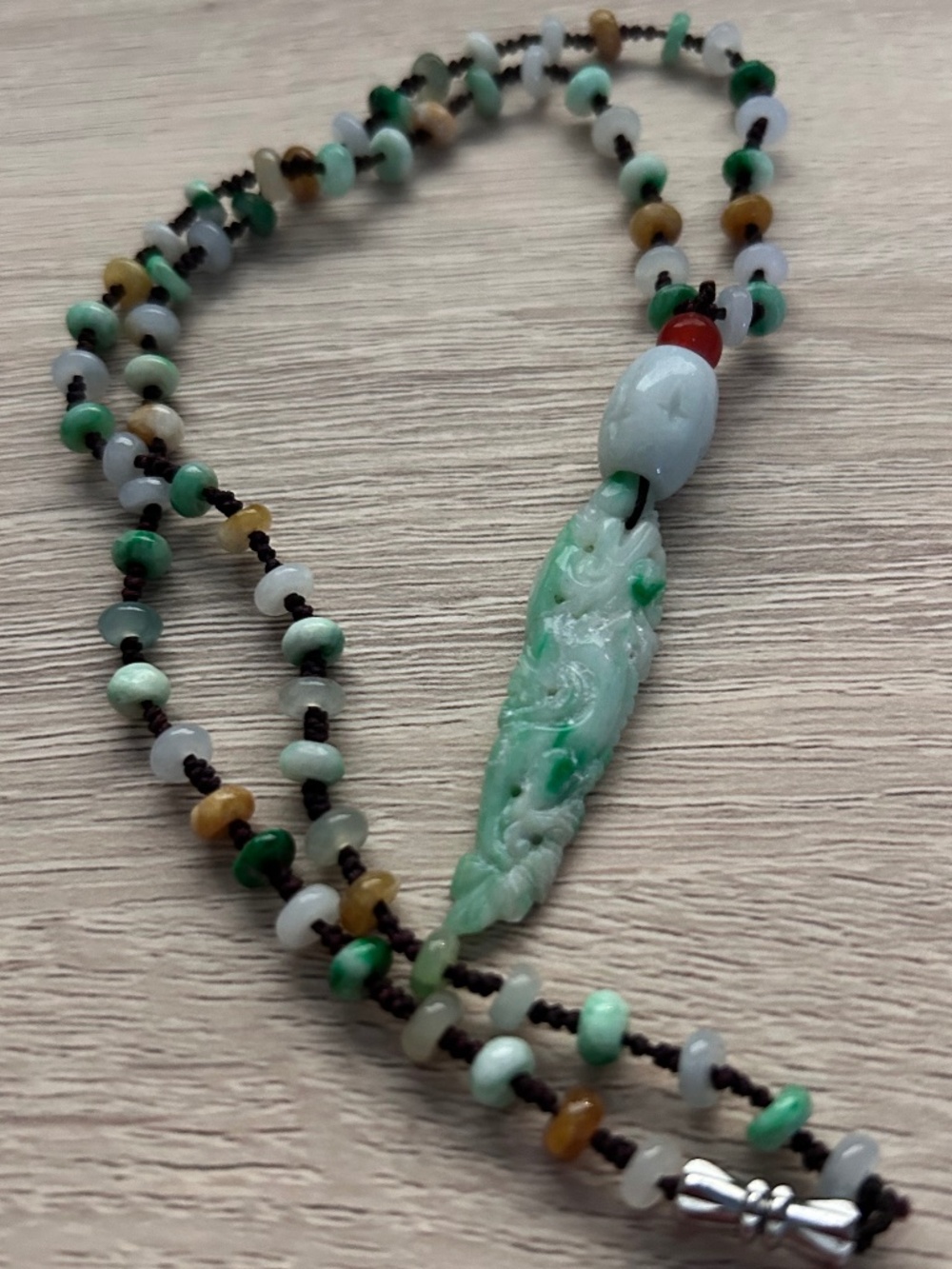 Gorgeous Antique Chinese Carved Natural Jade Jadeite Pendant Necklace